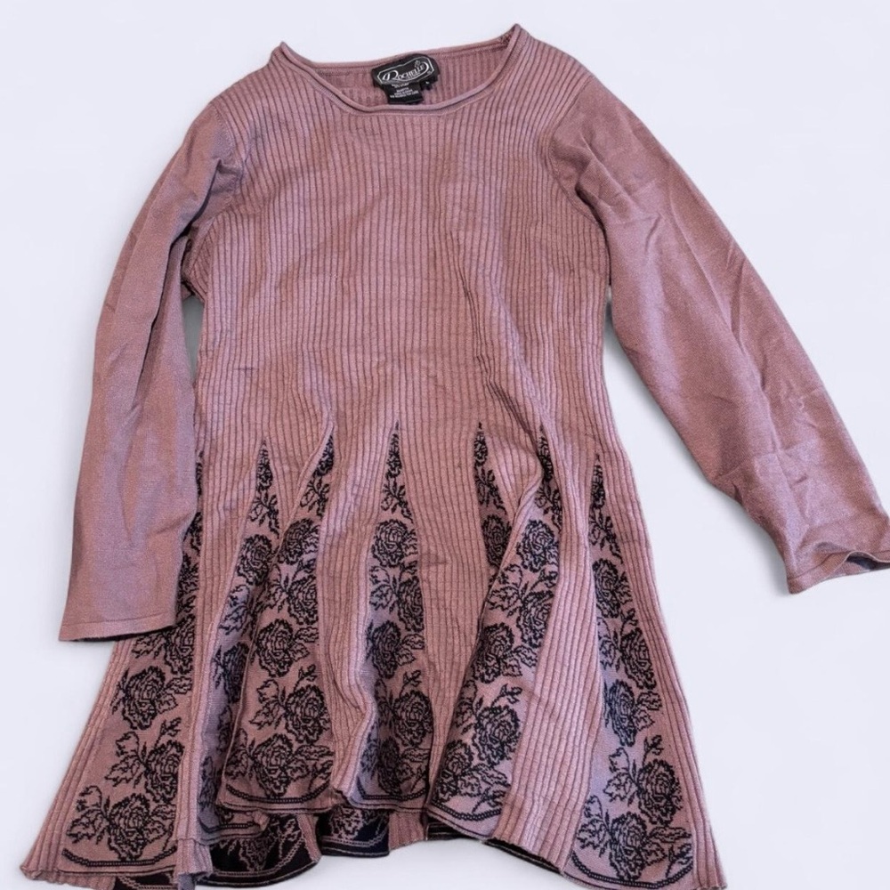 Brown and Black Long Sleeve Dress